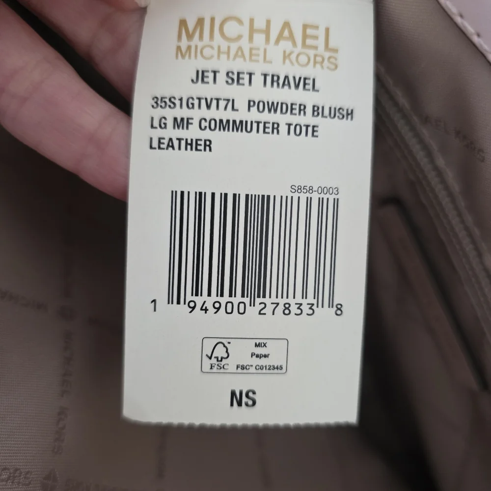 Michael Kors LG Commuter Tote/Laptop Bag Powder Blush Pink Leather+New MK Charm - Picture 12 of 16